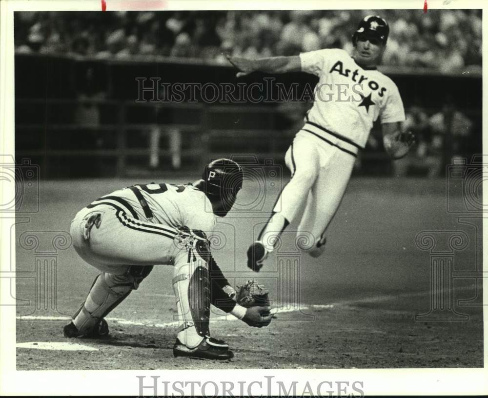 1987 Press Photo Pittsburgh Pirates, Houston Astros play Major League Baseball- Historic Images