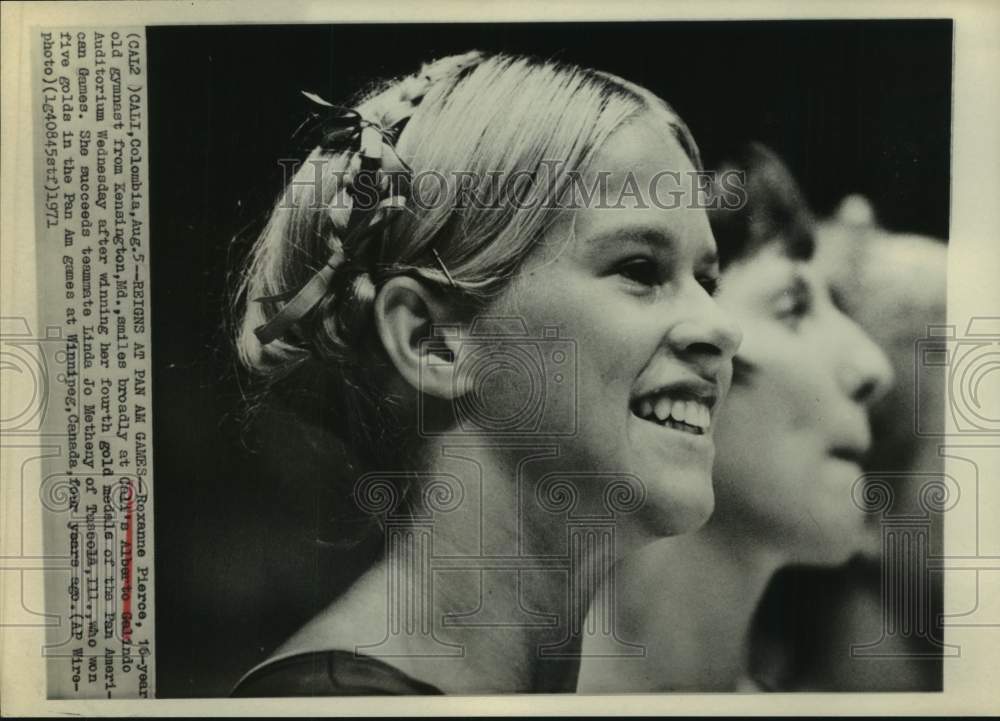 1971 Press Photo Roxanne Pierce wins 4th Pan American Games gold in Colombia - Historic Images