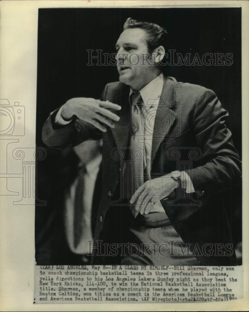 1972 Press Photo Bill Sharman only coach of champions in 3 basketball leagues- Historic Images