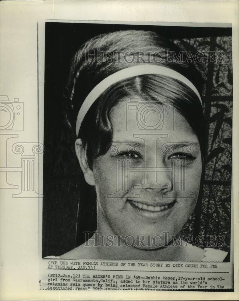 1970 Press Photo Swimmer Debbie Meyer of CA named AP Female Athlete of the Year- Historic Images