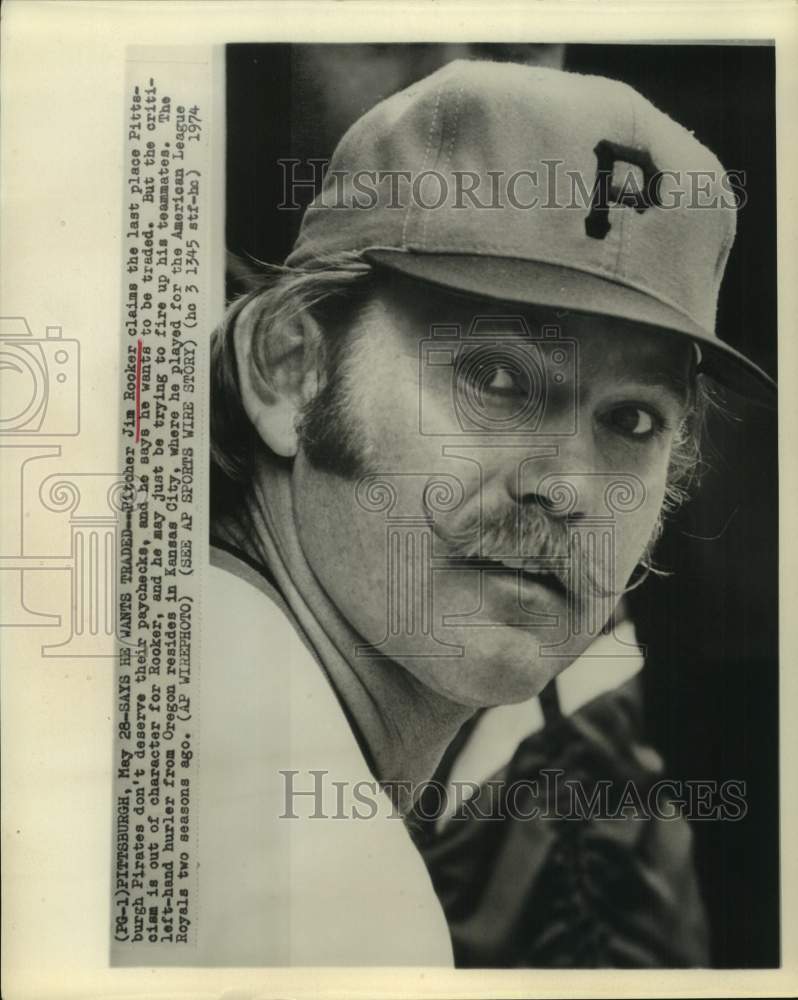 1974 Press Photo Pittsburgh Pirates baseball player Jim Rooker in Pittsburgh- Historic Images