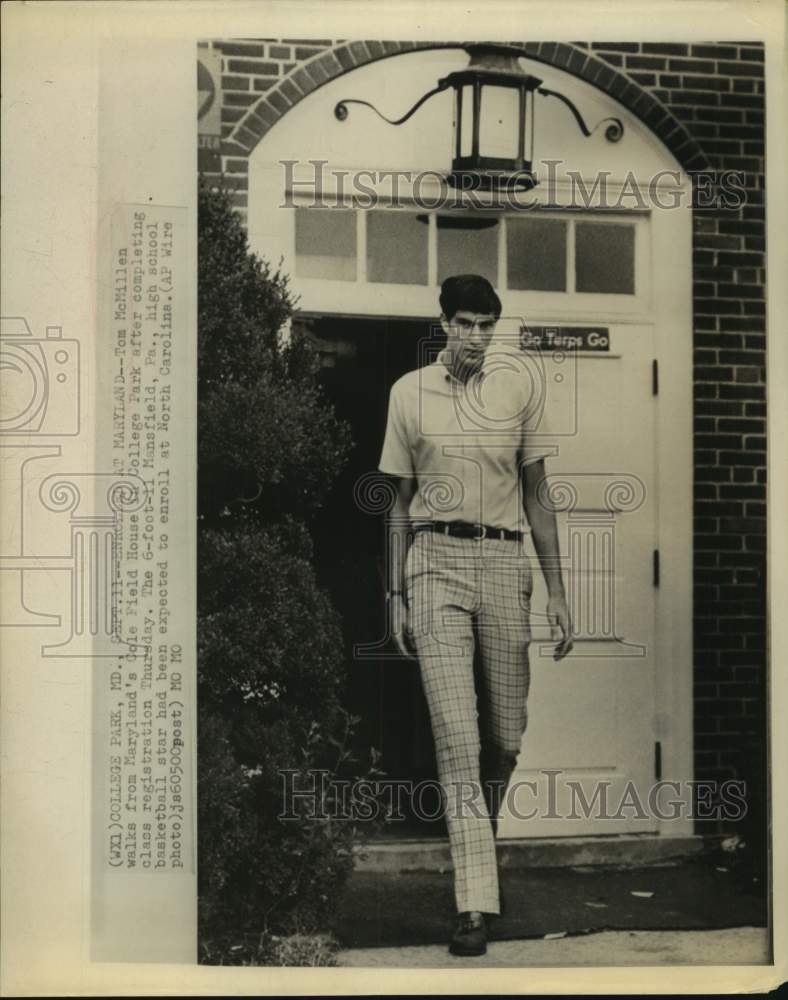 1970 Press Photo Maryland college basketball player Tom McMillen in College Park - Historic Images