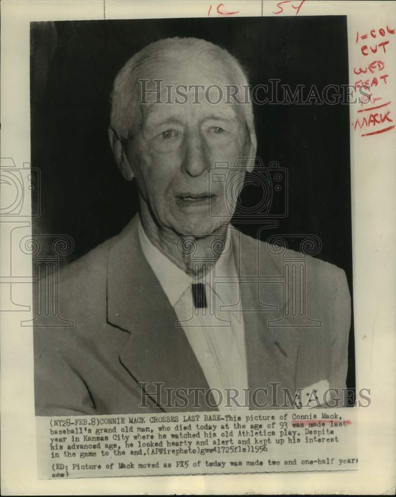 1953 Press Photo Famed baseball manager Connie Mack at age 91 - hcs23491- Historic Images