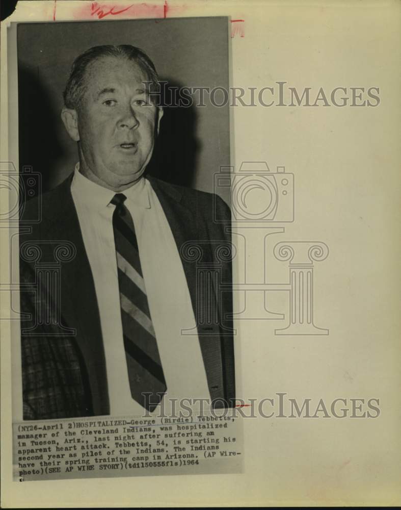 1964 Press Photo Cleveland Indians baseball manager Birdie Tebbetts - hcs23750 - Historic Images
