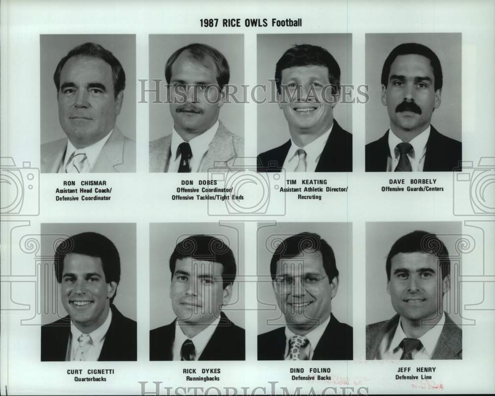 1987 Press Photo 1987 Rice University Owls football coaching staff photos- Historic Images