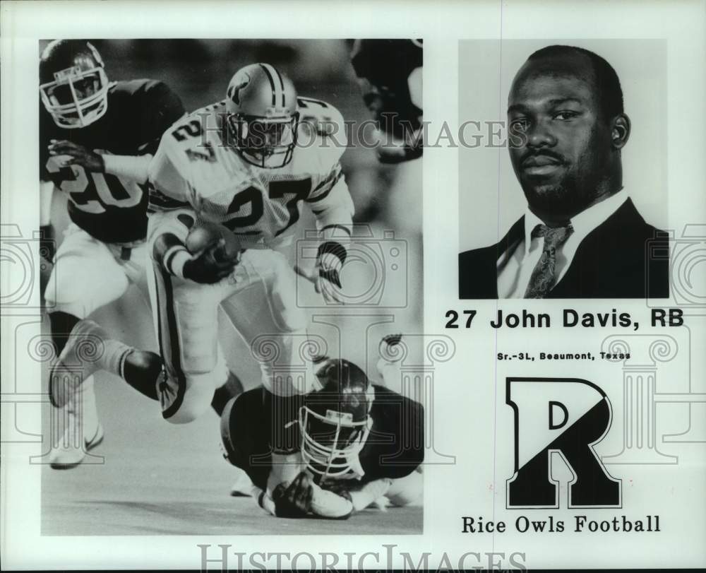 1988 Press Photo Two photos of Rice Owls football running back John Davis #27- Historic Images