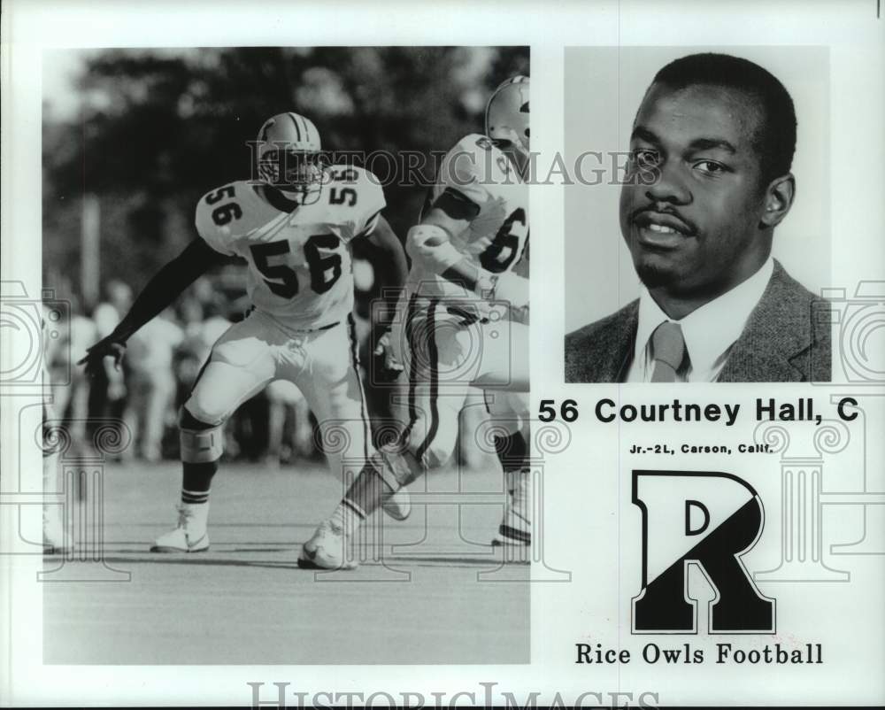 1988 Press Photo Two photos of Rice Owls football center Courtney Hall #56- Historic Images