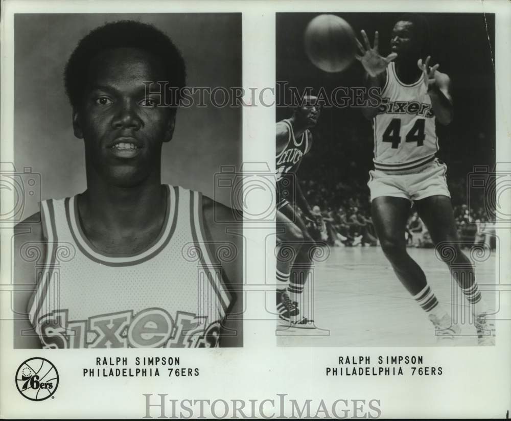 1979 Press Photo 2 photos of Philadelphia 76ers basketball player Ralph Simpson - Historic Images