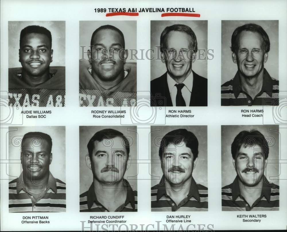1989 Press Photo Texas A&I Javelina football head shots - hcs24280 - Historic Images