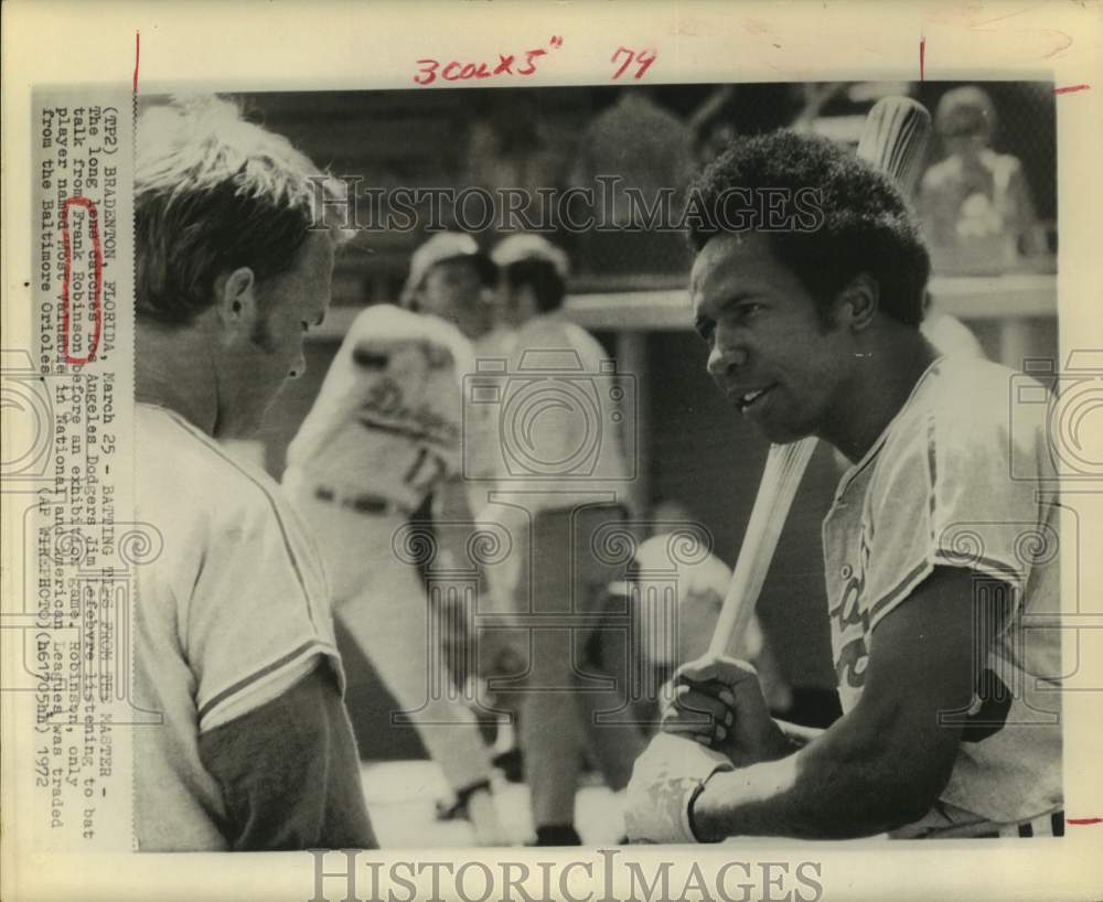 1972 Press Photo Dodgers Jim Lefebvre and Frank Robinson, former Oriole - Historic Images