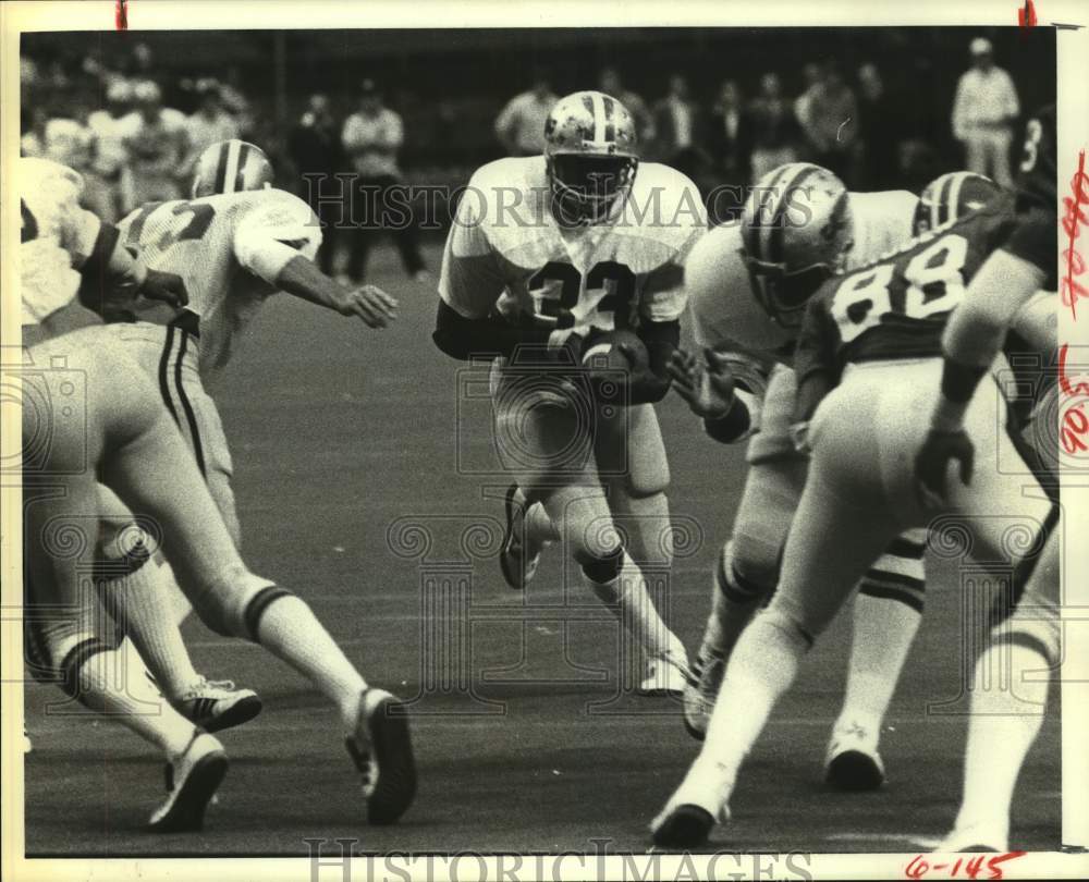 1980 Press Photo Rice University football tailback Calvin Fance runs for a TD - Historic Images