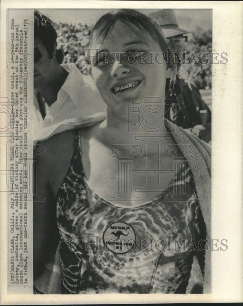 1971 Press Photo Swimmer Shane Gould at the Santa Clara Invitational - hcs24594 - Historic Images