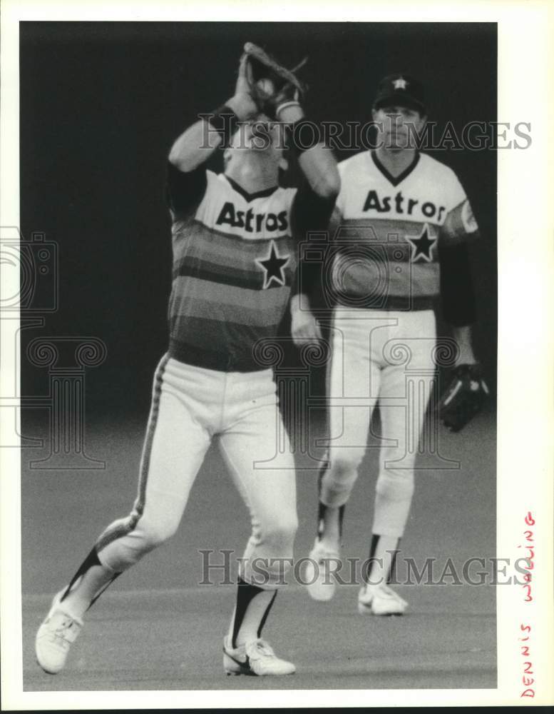 1986 Press Photo Houston Astros baseball players Denny Walling, Craig Reynolds- Historic Images