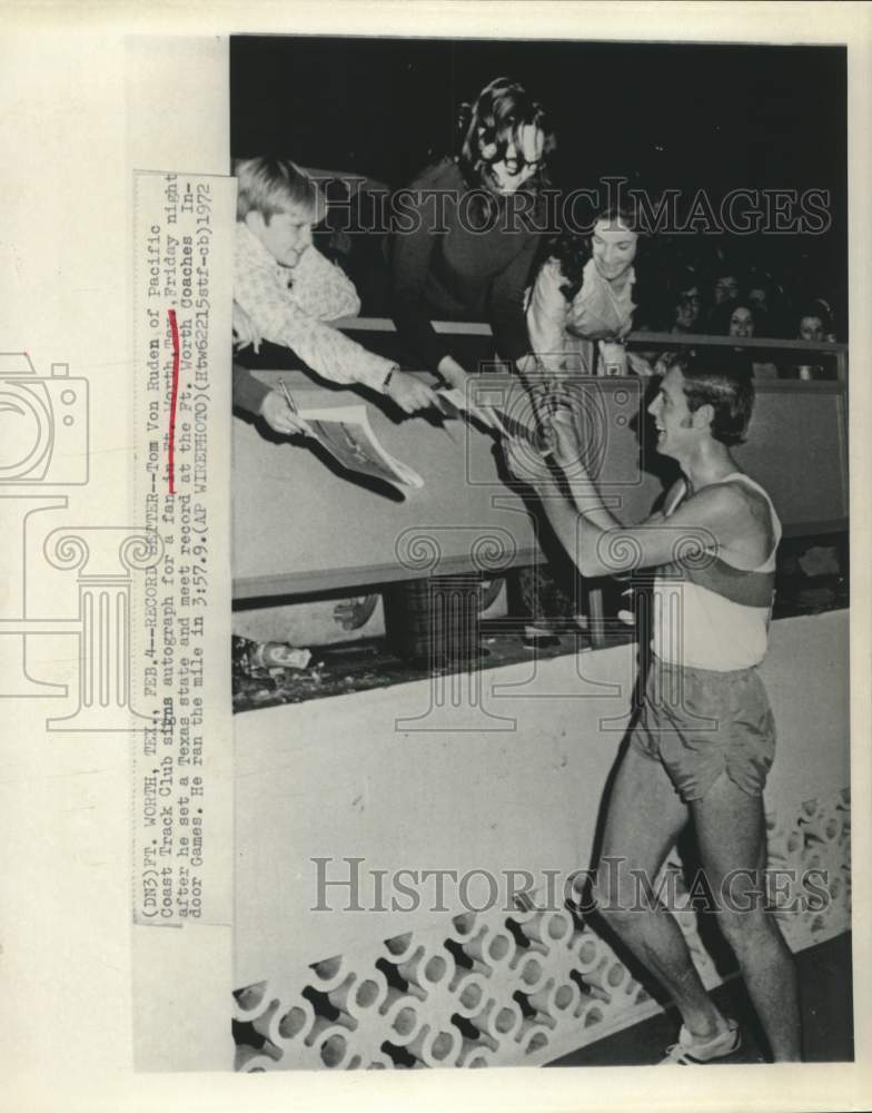 1972 Press Photo Tom Von Ruden sets records at Ft. Worth Coaches Indoor Games- Historic Images