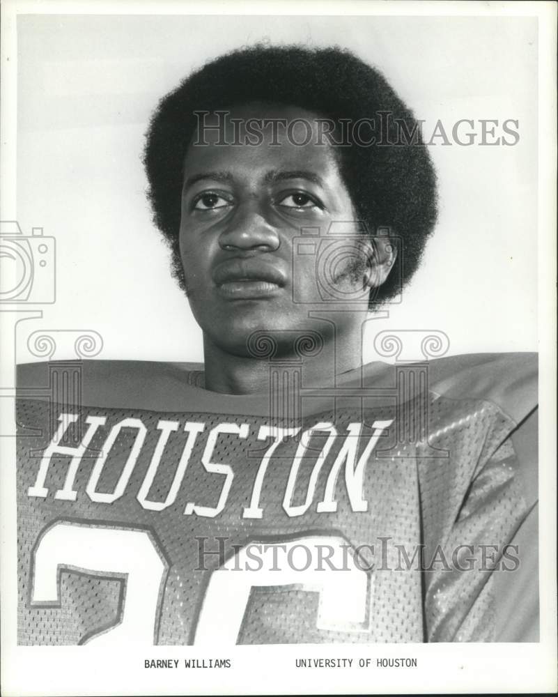 1977 Press Photo Close-up of U of Houston football player Barney Williams - Historic Images