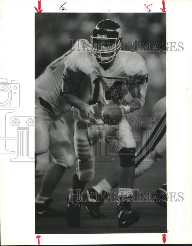 1990 Press Photo Houston's David Klingler and Texas Christian's Matt Vogler- Historic Images