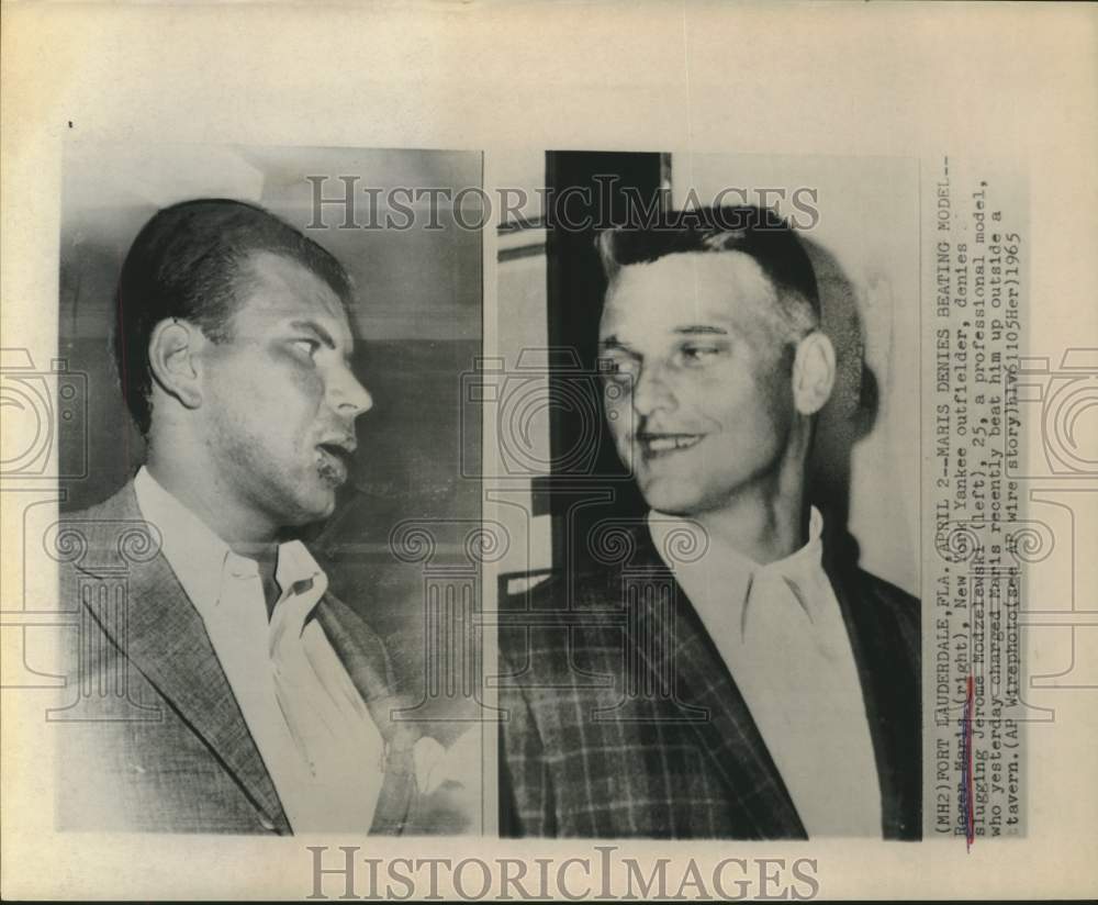 1965 Press Photo Baseball player Roger Maris and model Jerome Modzelewski - Historic Images