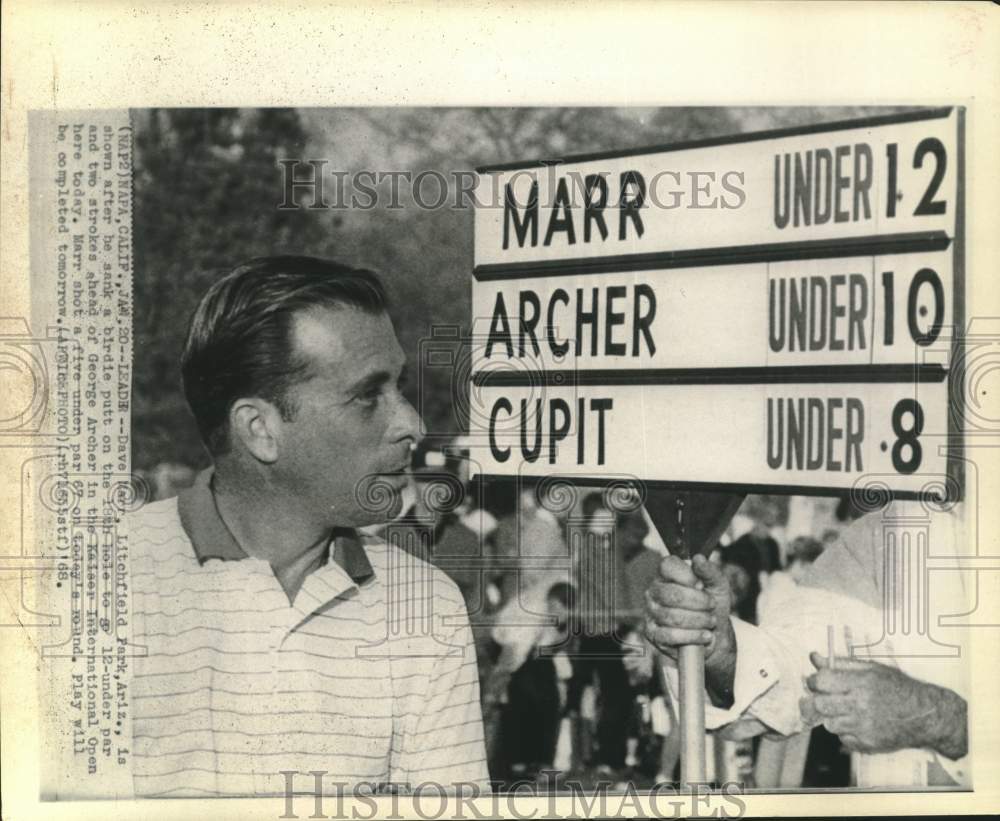 1968 Press Photo Golfer Dave Marr plays the Kaiser International in Napa, Calif. - Historic Images