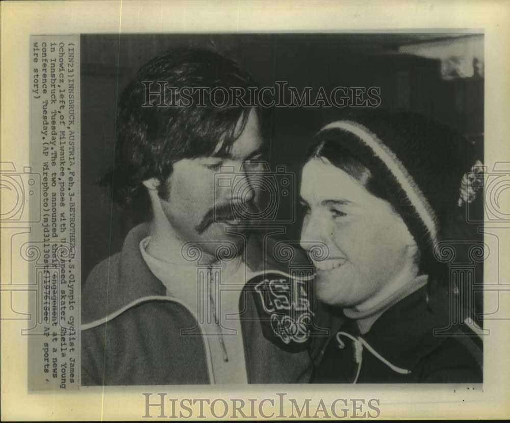 1976 Press Photo Olympians James Ochowicz and Sheila Young announce engagement- Historic Images