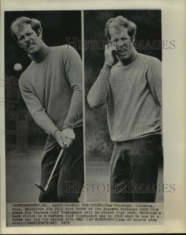 1971 Press Photo Tom Weiskopf practices for Masters Golf Tournament - hcs26590 - Historic Images