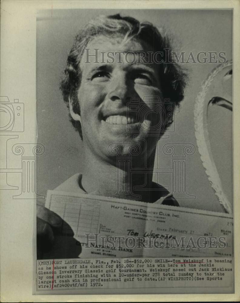 1972 Press Photo Golfer Tom Weiskopf wins Jackie Gleason Inverrary Classic- Historic Images