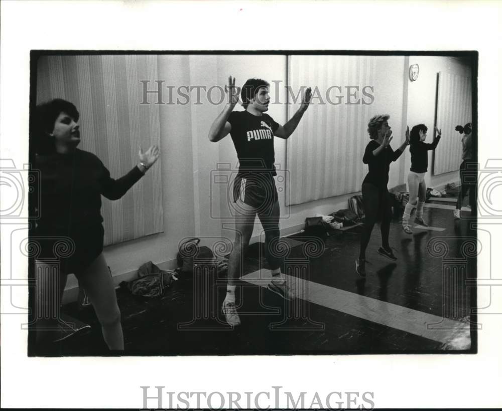 1983 Press Photo Decathlon Athlete Bob Coffman at Jazzercise Class - hcs28031- Historic Images