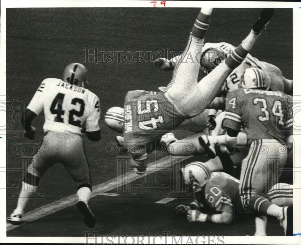 1979 Press Photo Oilers Football Player Tim Wilson at Game Touchdown - hcs28238 - Historic Images