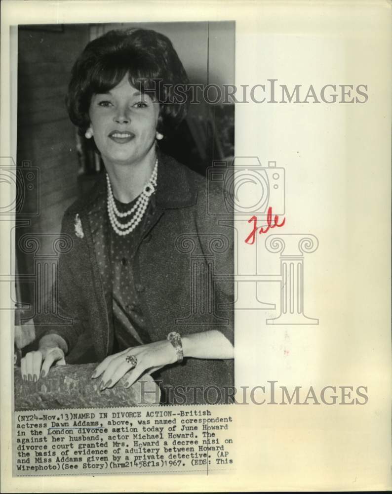 1967 Press Photo British actress Dawn Addams in London - Historic Images