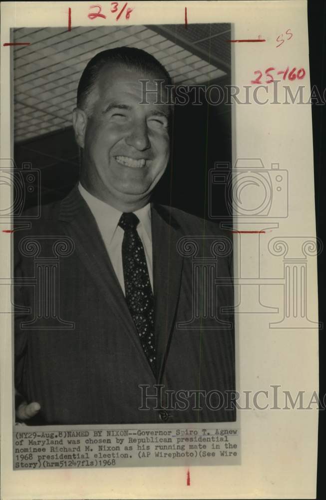 1968 Governor Spiro T. Agnew of Maryland to run with Richard Nixon-Historic Images