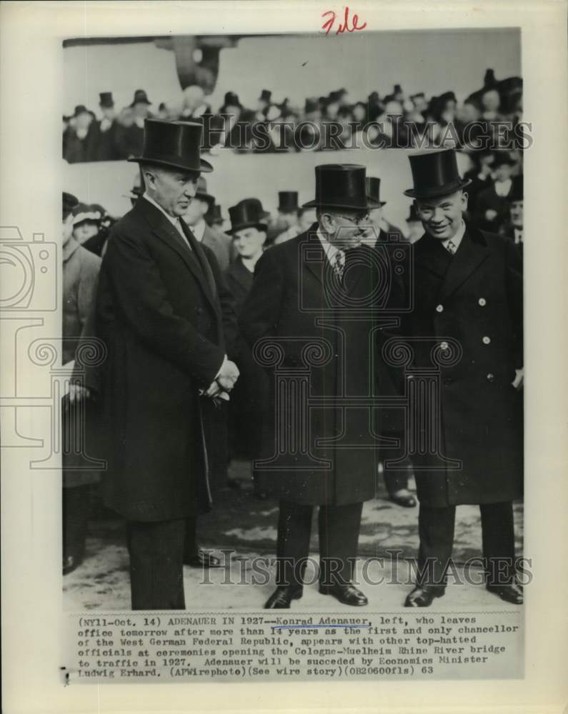 1927 Press Photo Cologne-Muelheim-Chancellor Konrad Adenauer and officials - Historic Images