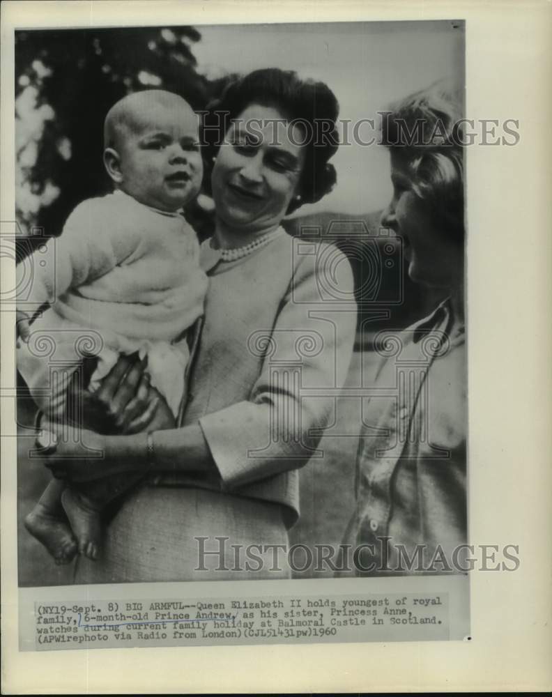 1960 Queen Elizabeth, Prince Andrew, Princess Anne; Balmoral Castle-Historic Images