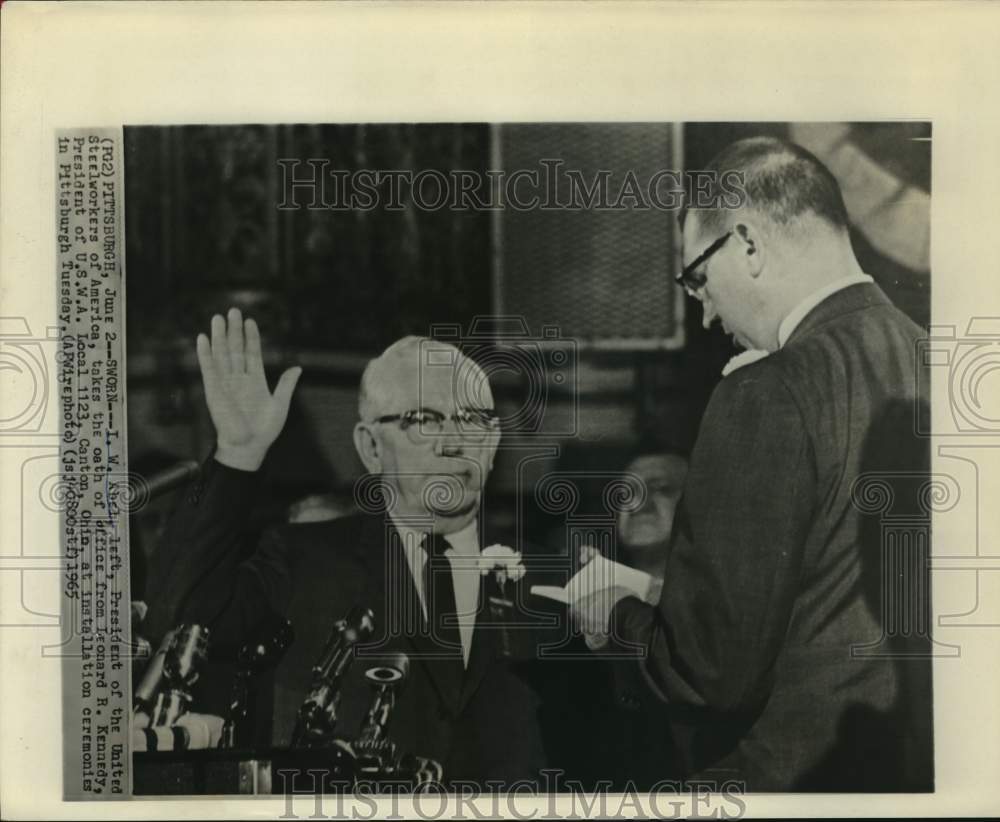 1965 United Steelworkers of America president I.W. Abel sworn in-Historic Images