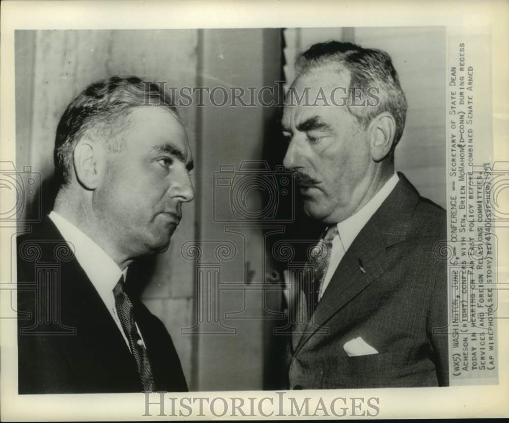 1951 Secretary of State Dean Acheson, Sen. Brien McMahon; Washington-Historic Images