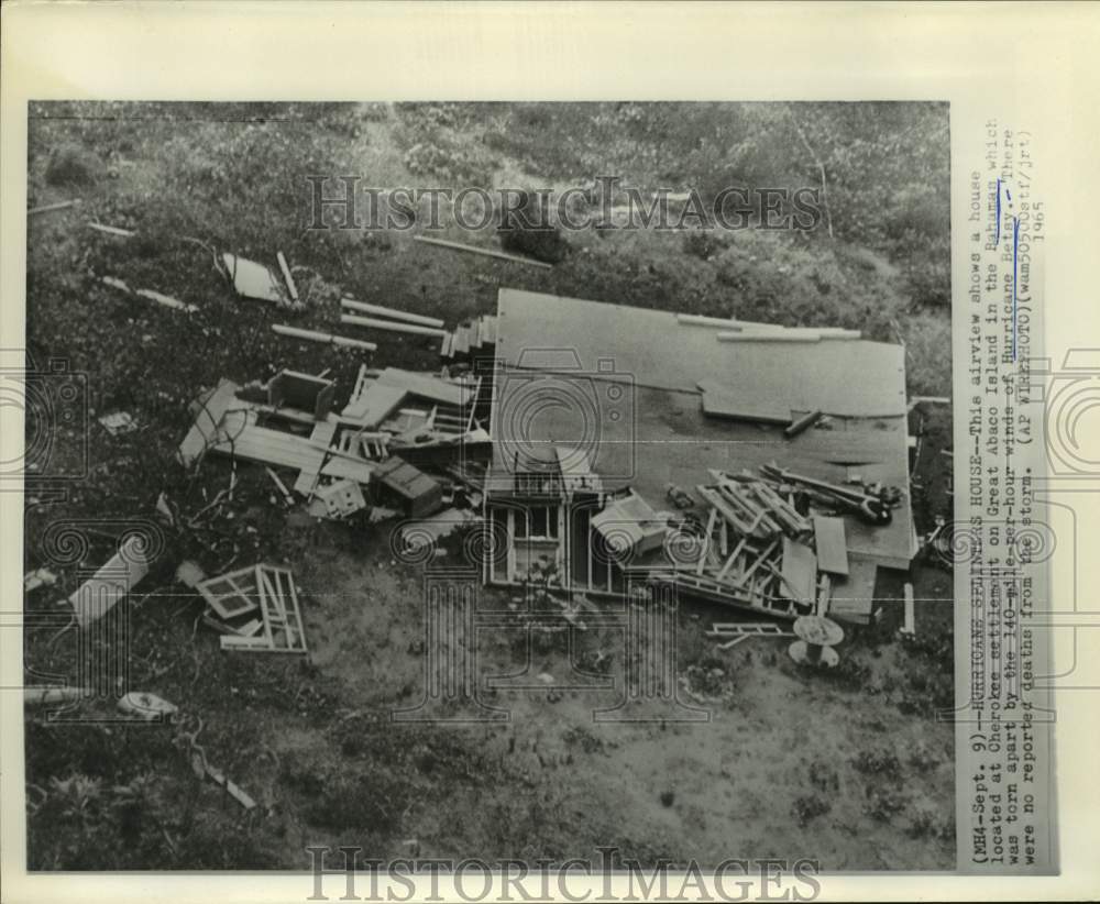 1965 Aerial view of house in the Bahamas leveled by Hurricane Betsy.-Historic Images