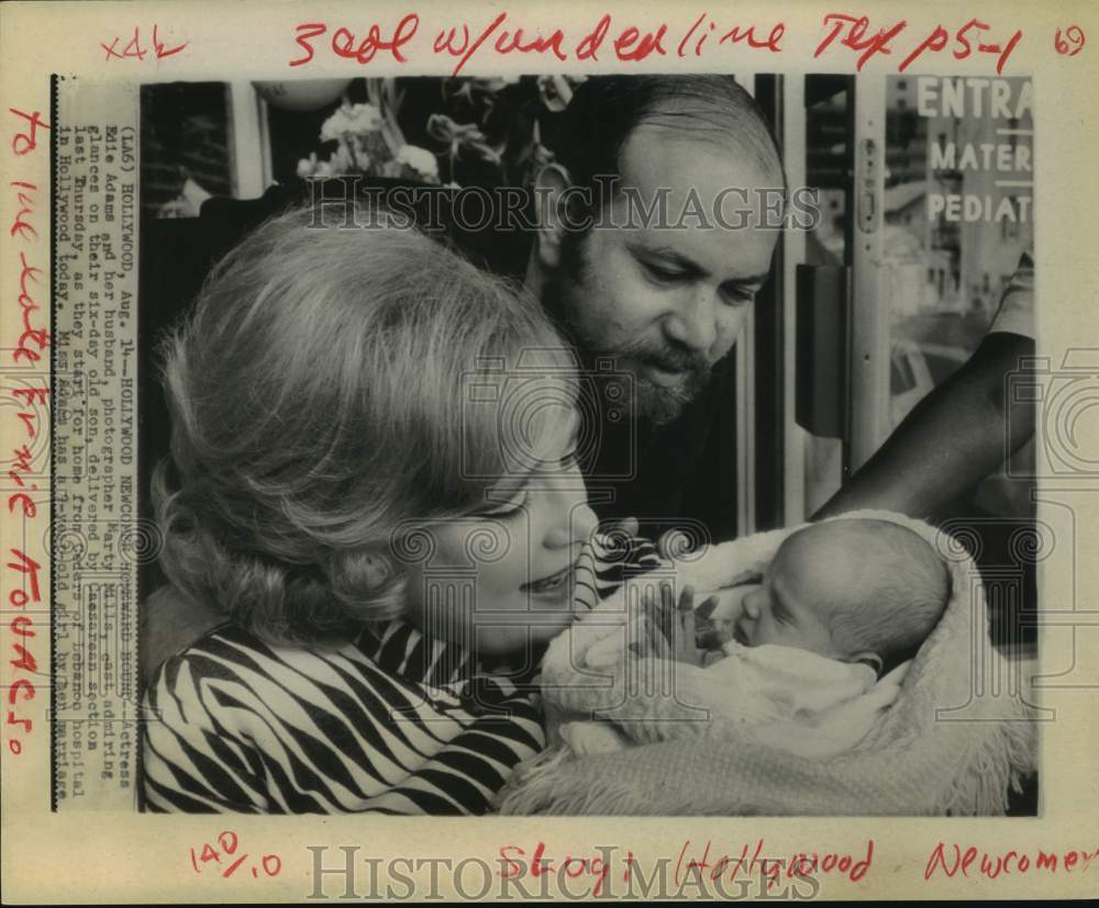 1968 Edie Adams, Marty Mills with newborn son at Hollywood hospital-Historic Images
