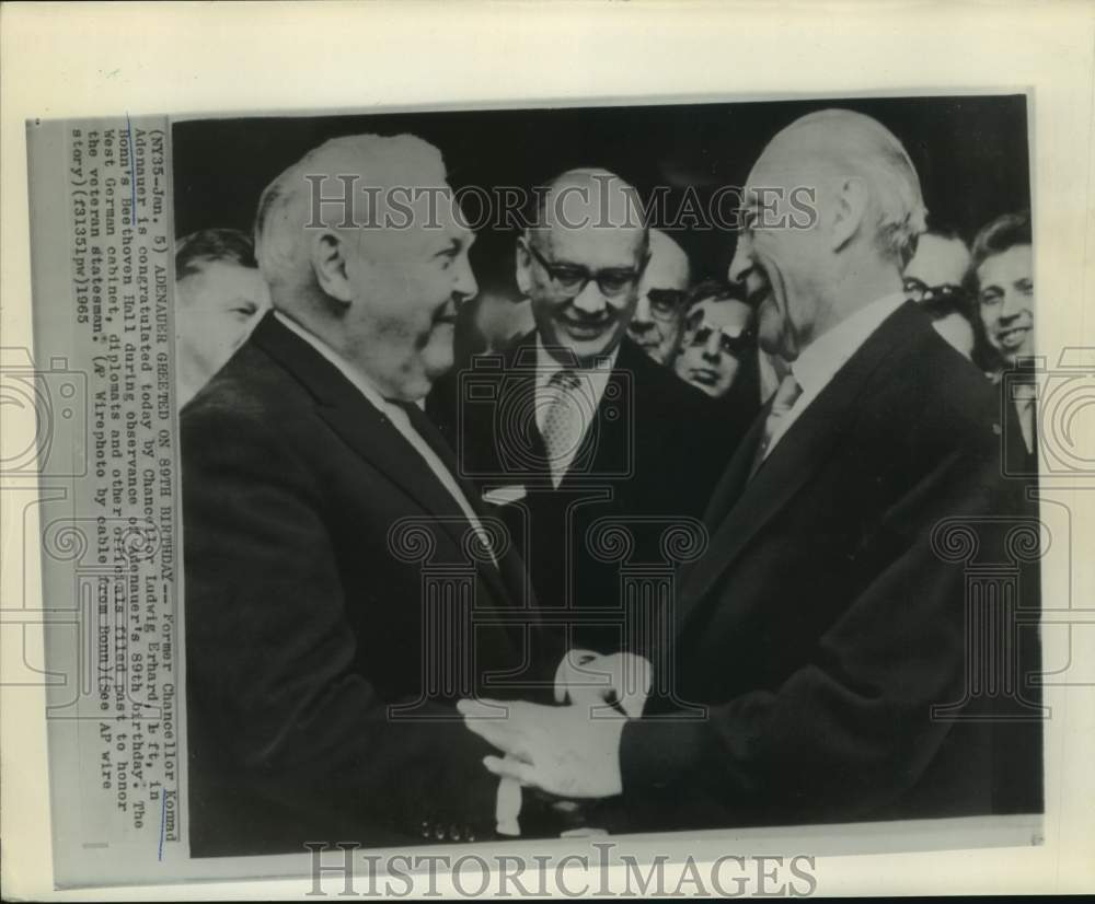 1965 Former Chancellor Konrad Adenauer congratulated on Birthday-Historic Images