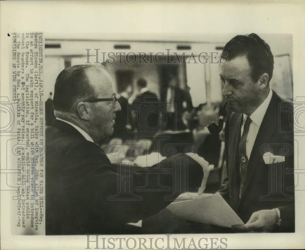 1965 Mineola Rep. George Hinson talks with Longview Rep. John Allen-Historic Images