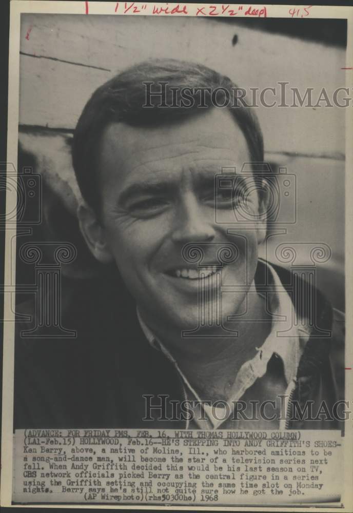 1968 Press Photo Native of Moline, Ill - Ken Berry now a Hollywood star. - Historic Images