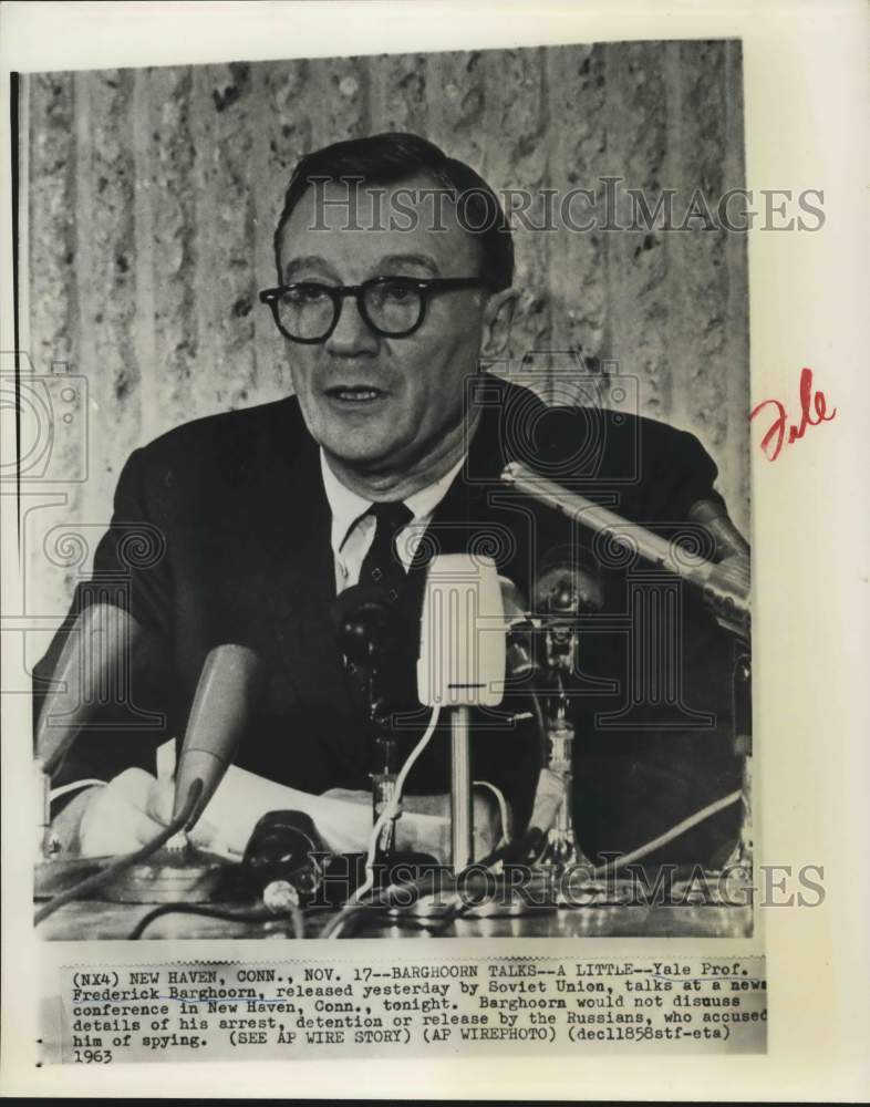 1963 Yale Professor Frederick Barghoorn, news conference-Connecticut-Historic Images