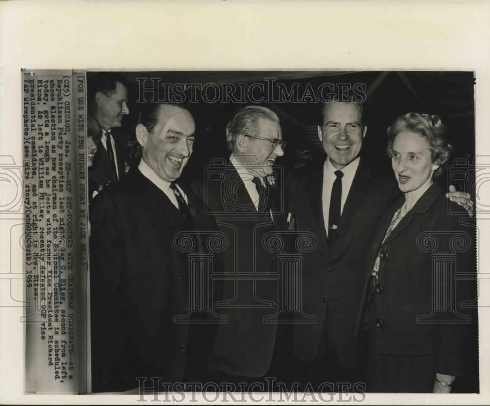 1965 Mr & Mrs. Ray Bliss at Republican Party reception in Chicago.-Historic Images