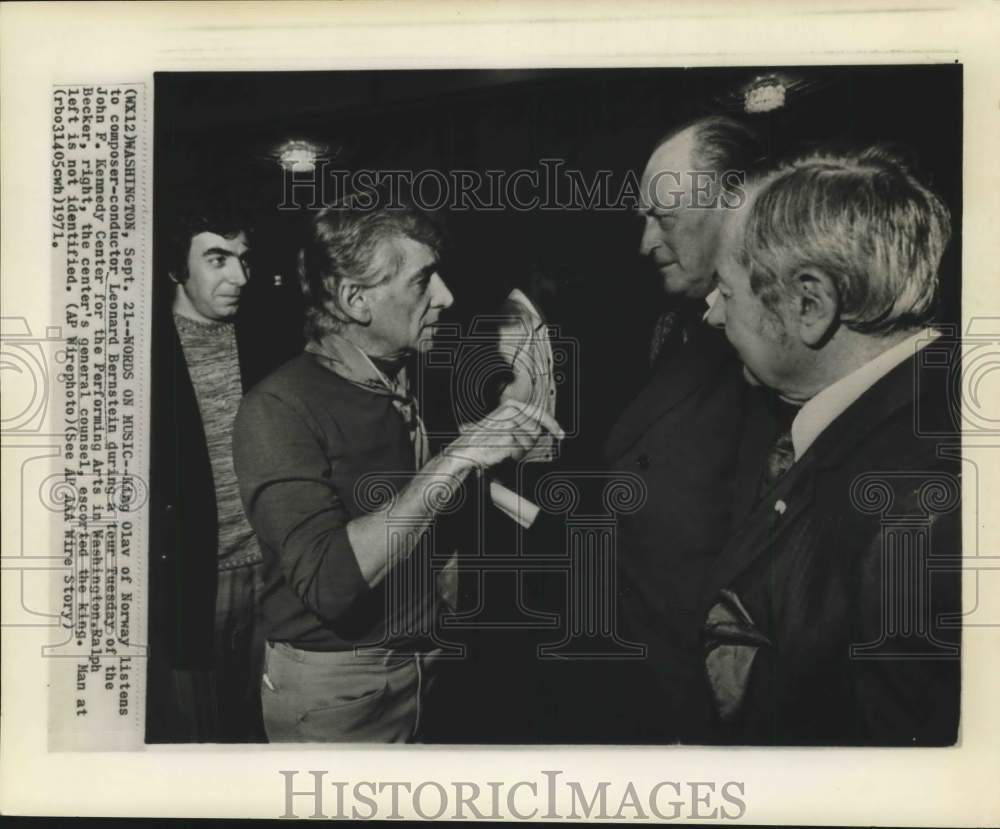 1971 Press Photo Washington-King Olav, Leonard Bernstein and Ralph Becker - Historic Images