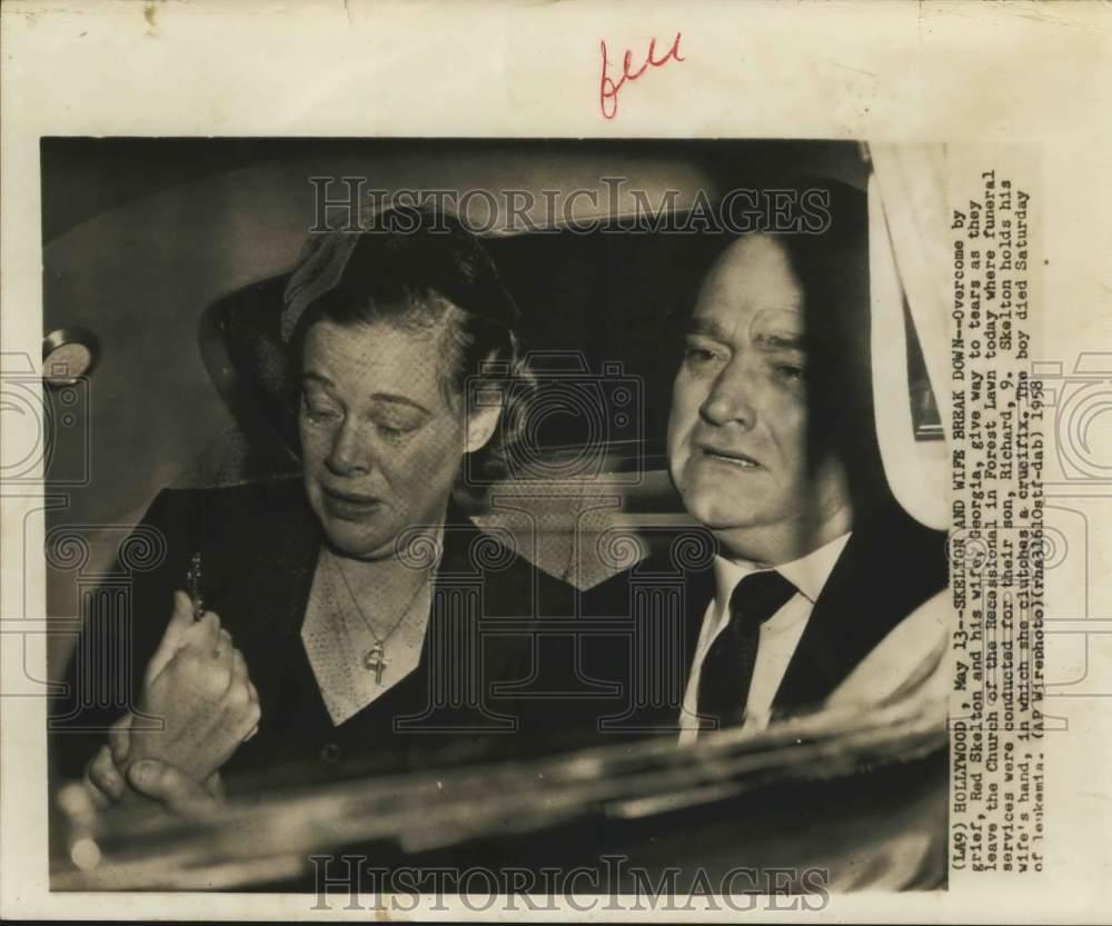 1958 Red Skeleton and Wife Georgia After Funeral For Son, Hollywood-Historic Images