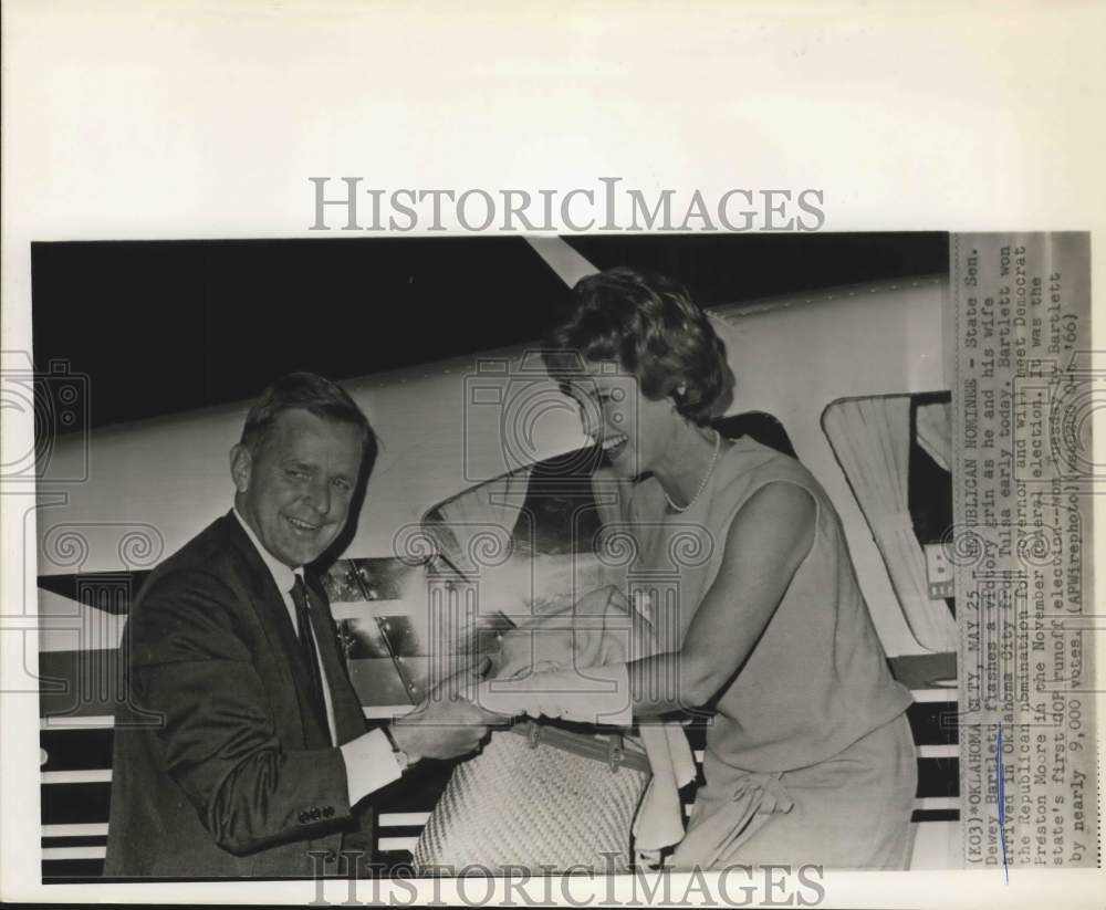 1966 Oklahoma Senator Dewey & Mrs. Bartlett in Tulsa after win-Historic Images