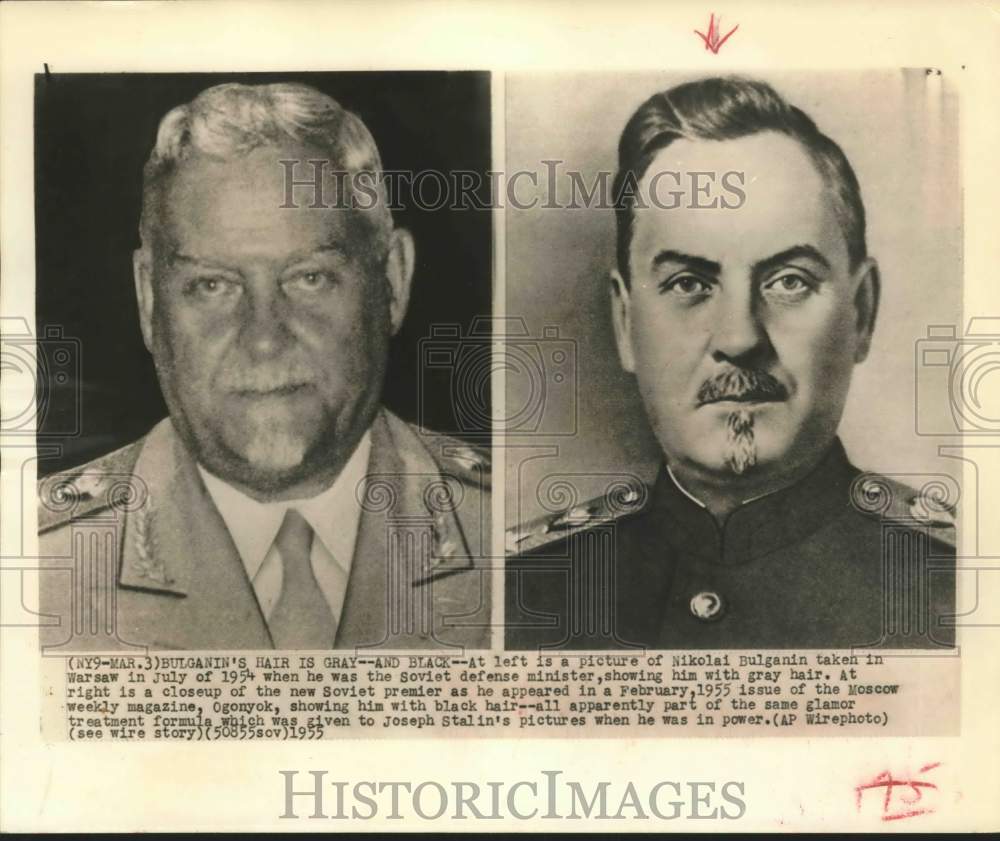 1954 Press Photo Nikolai Bulganin loses his grey when he became Soviet premier - Historic Images