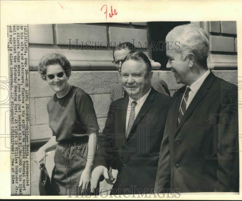 1963 Wallace Butts leaves Atlanta courthouse after libel suit win - Historic Images