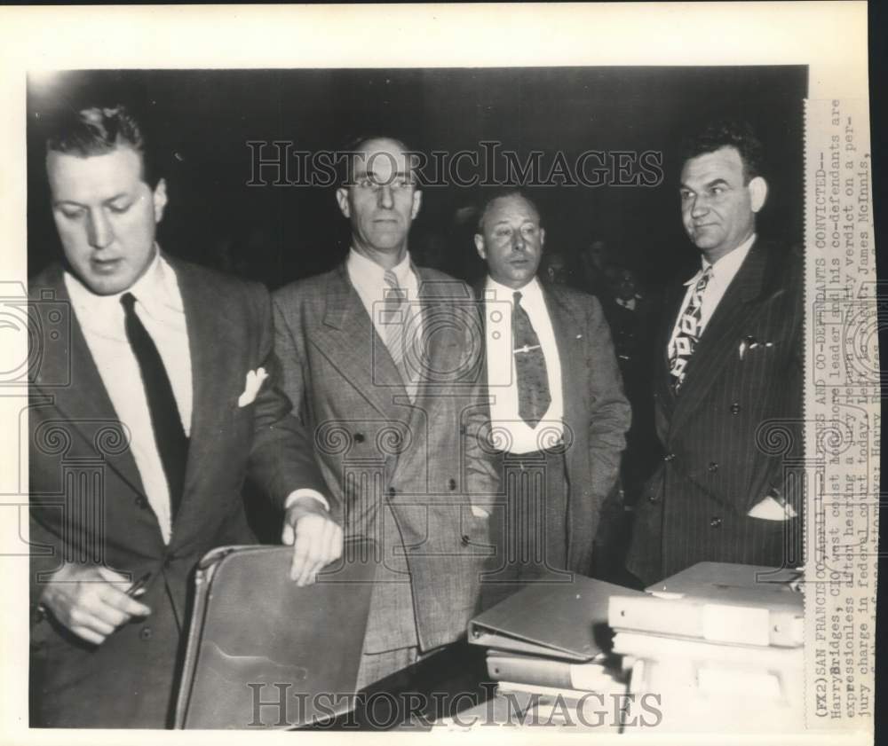 1950 Press Photo Longshore leaders after guilty verdict in federal court - Historic Images