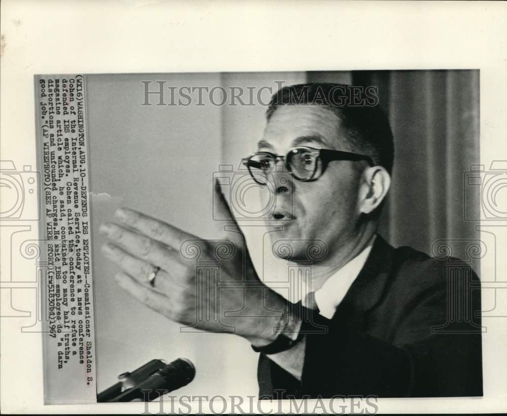 1967 IRS Commissioner Sheldon Cohen defends employees - Washington-Historic Images