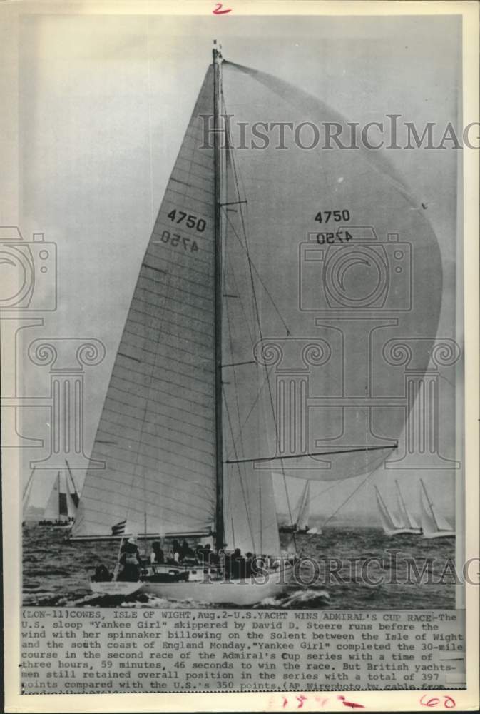 1971 Press Photo &quot;Yankee Girl&quot; during Admiral&#39;s Cup race off Isle of Wight - Historic Images