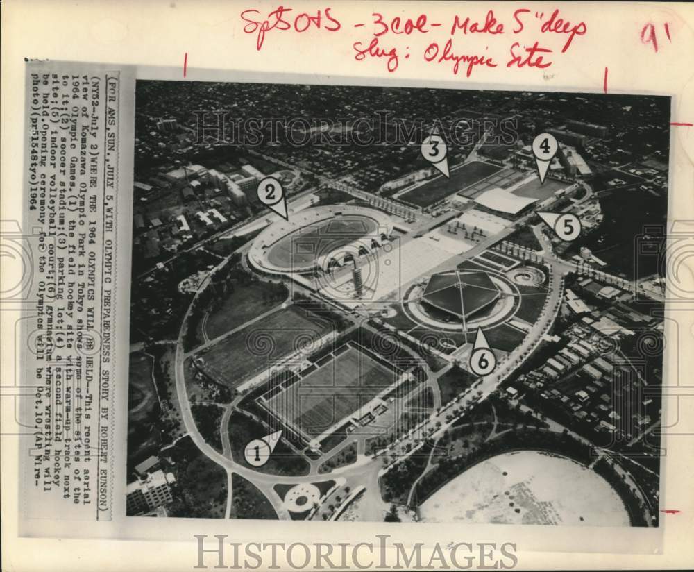 1964 Press Photo Aerial View of Komazawa Olympic Park in Tokyo - hcw09970 - Historic Images