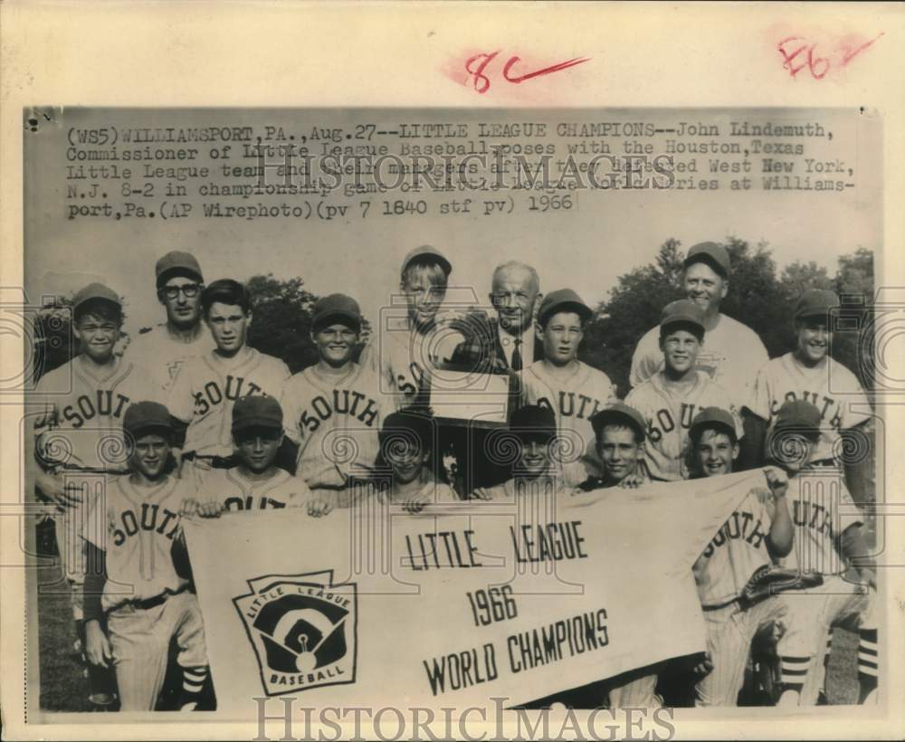 1966 Press Photo Little League World Series Champions Pose at Williamsport, PA - Historic Images